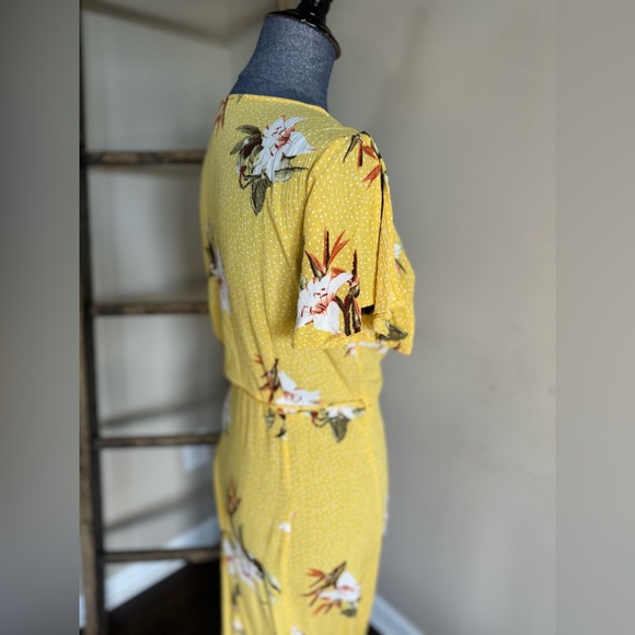 Heart of Marigold Yellow Tropical Print True Wrap Maxi Dress - Picture 9 of 16